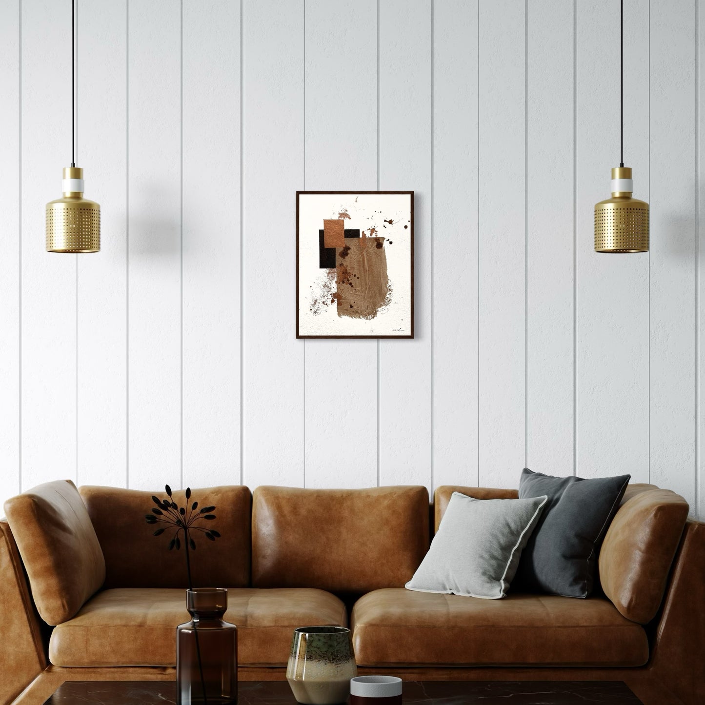 Bronze Harmony - 2- Abstract Geometric Expression in Mixed Media"